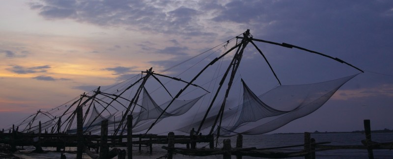 chinese fishing nets in fort kochi, cochin, kerala